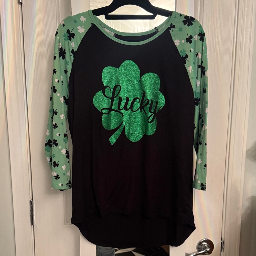 Lucky Shamrock Raglan Shirt St Patrick’s